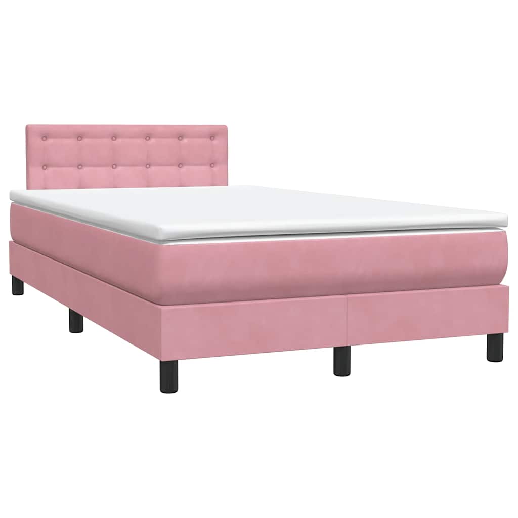 Box Spring Postel S Matrací A Led Samet Růžová
