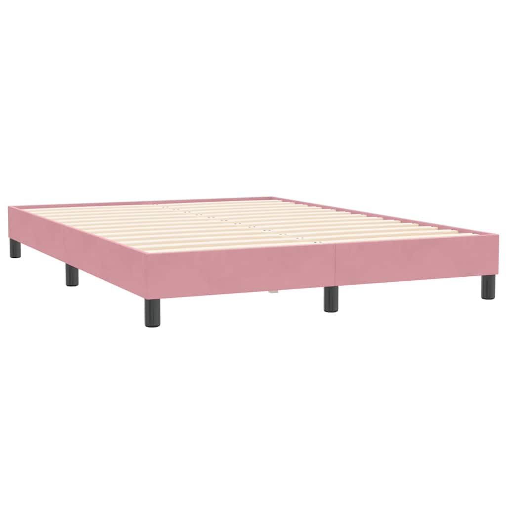Box Spring Postel S Matrací A Led Růžová 140X210 Cm Samet