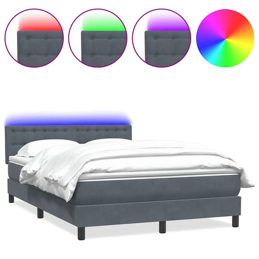 Box Spring Postel S Matrací A Led Samet Tmavě Šedá