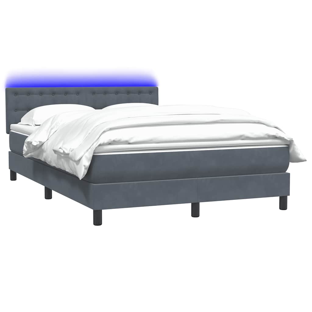Box Spring Postel S Matrací A Led Samet Tmavě Šedá