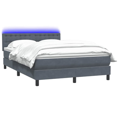 Box Spring Postel S Matrací A Led Samet Tmavě Šedá