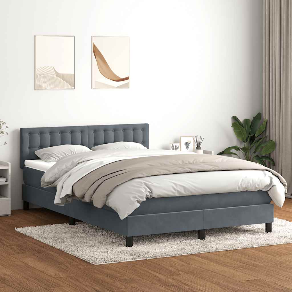 Box Spring Postel S Matrací A Led Samet Tmavě Šedá