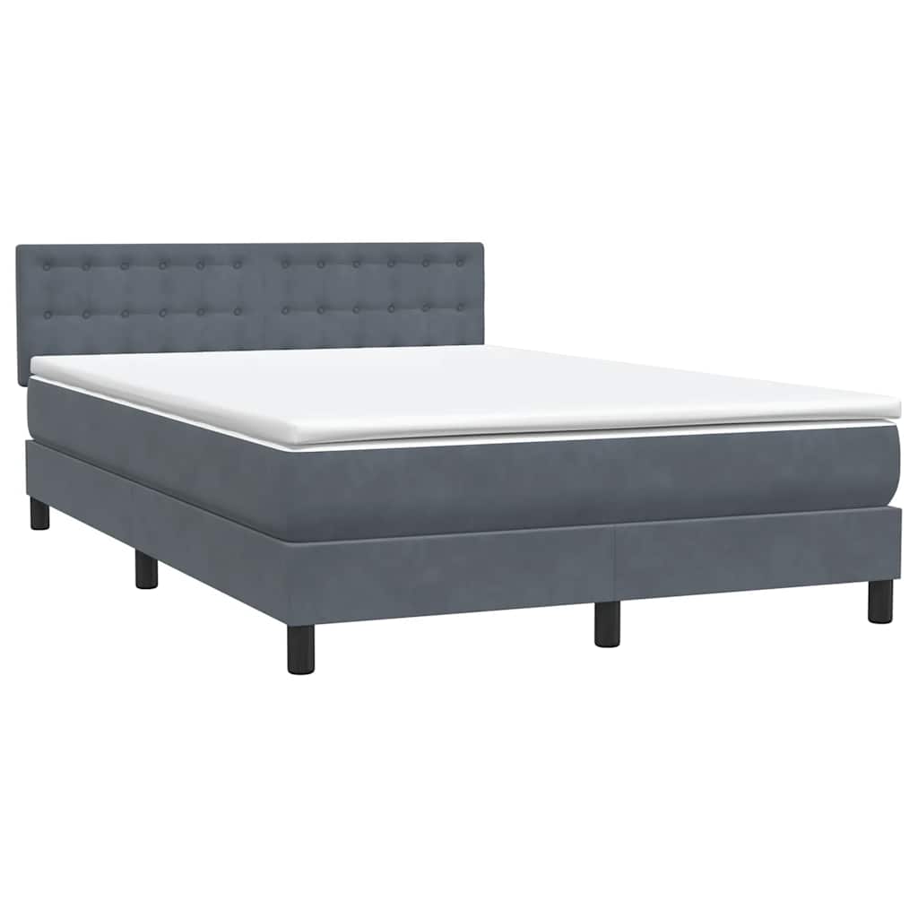 Box Spring Postel S Matrací A Led Samet Tmavě Šedá