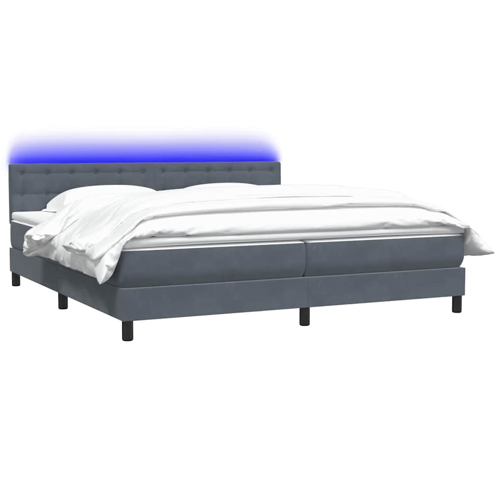Box Spring Postel S Matrací A Led Samet Tmavě Šedá