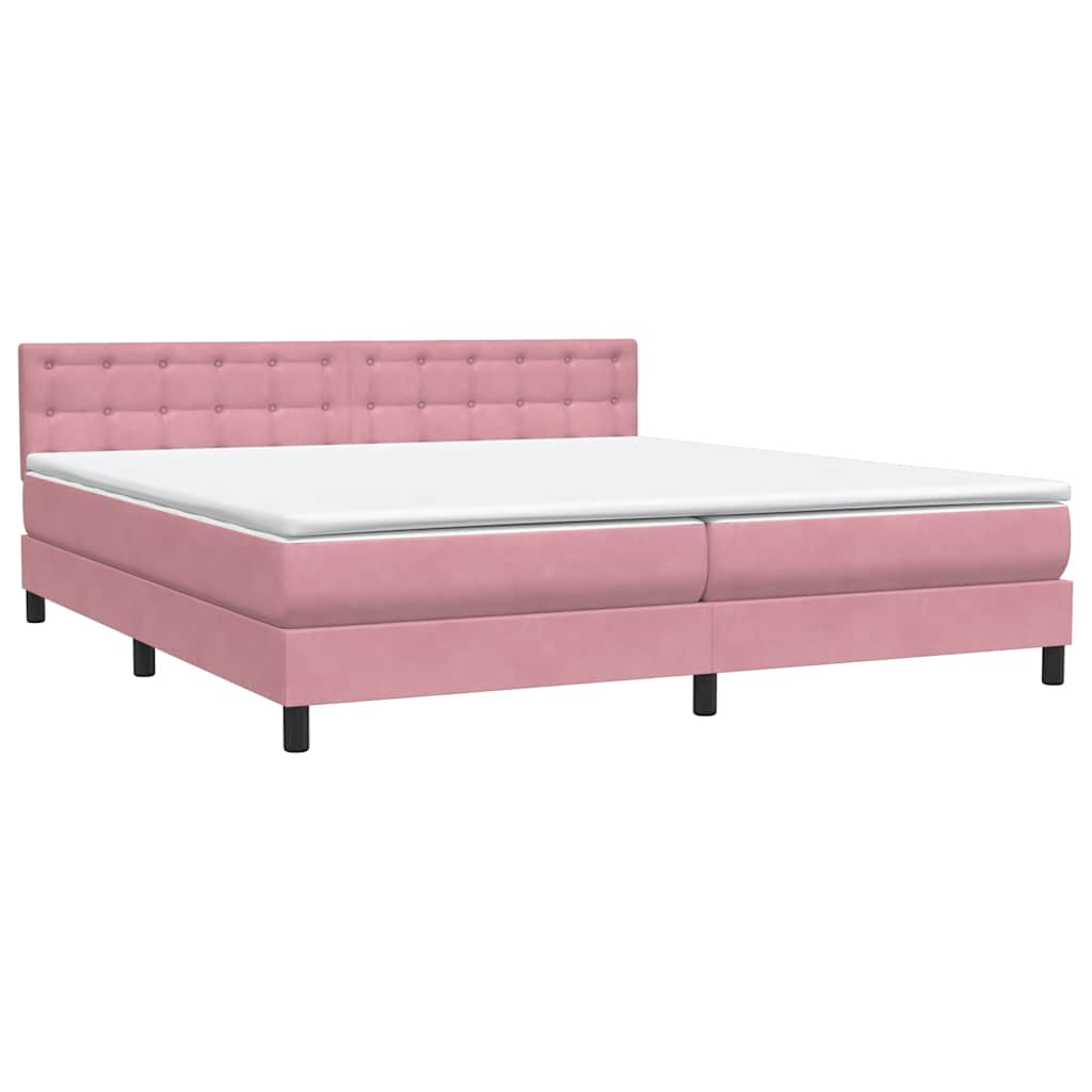 Box Spring Postel S Matrací A Led Růžová 180X210 Cm Samet