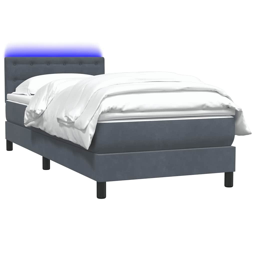Box Spring Postel S Matrací A Led Samet Tmavě Šedá