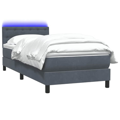 Box Spring Postel S Matrací A Led Samet Tmavě Šedá