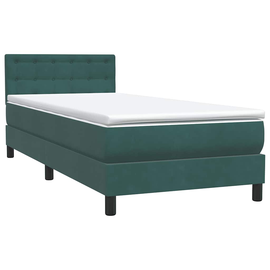 Box Spring Postel S Matrací A Led Tmavě Zelená 80X220 Cm Samet