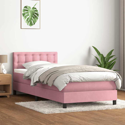 Box Spring Postel S Matrací A Led Růžová 80X220 Cm Samet