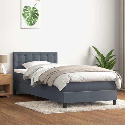Box Spring Postel S Matrací A Led Samet Tmavě Šedá