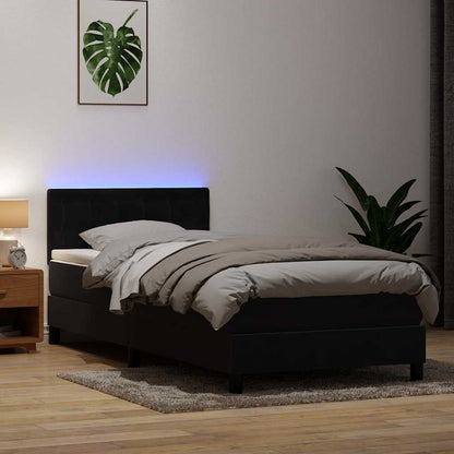 Box Spring Postel S Matrací A Led Černá Samet Černá