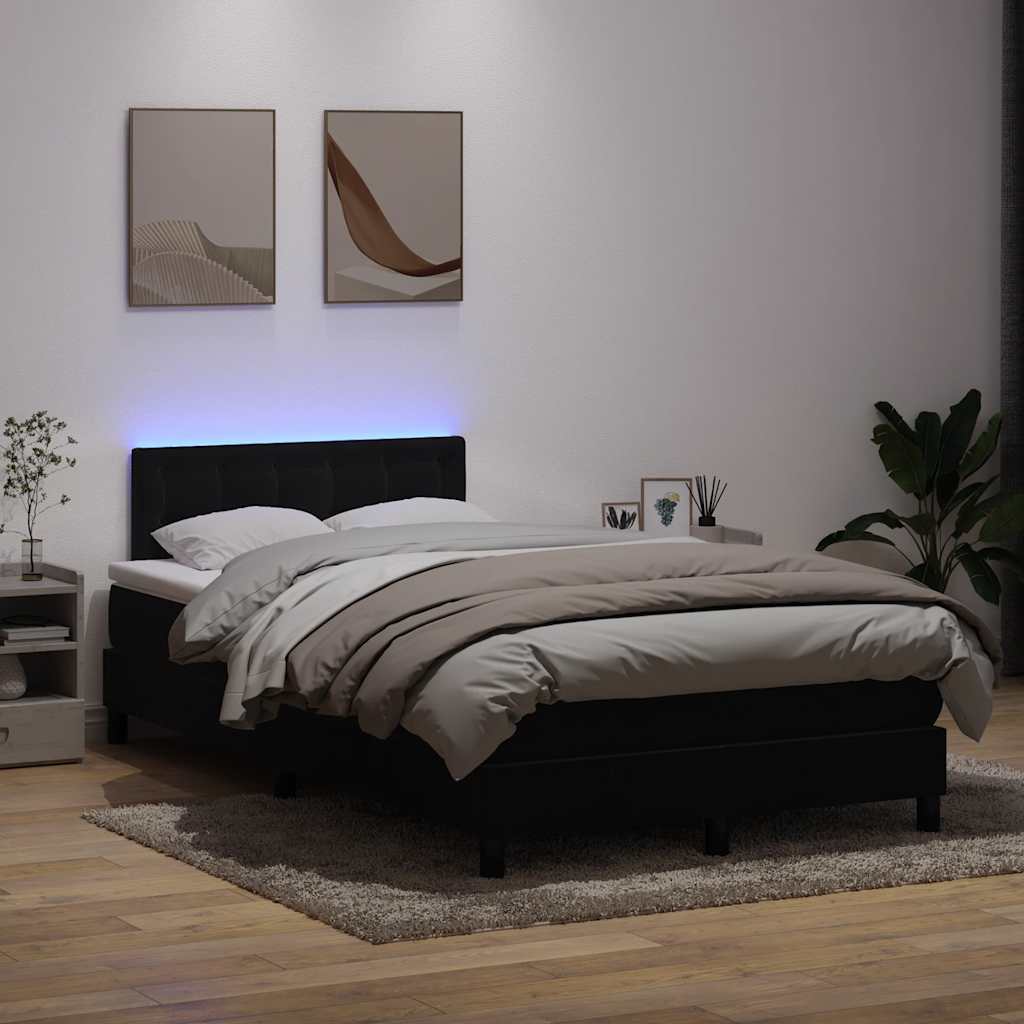 Box Spring Postel S Matrací A Led Černá Samet Černá