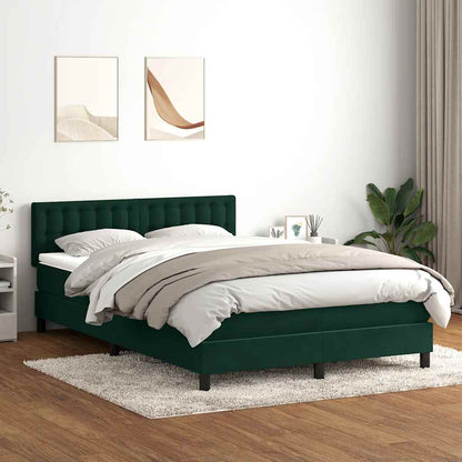 Box Spring Postel S Matrací A Led Tmavě Zelená 160X220 Cm Samet