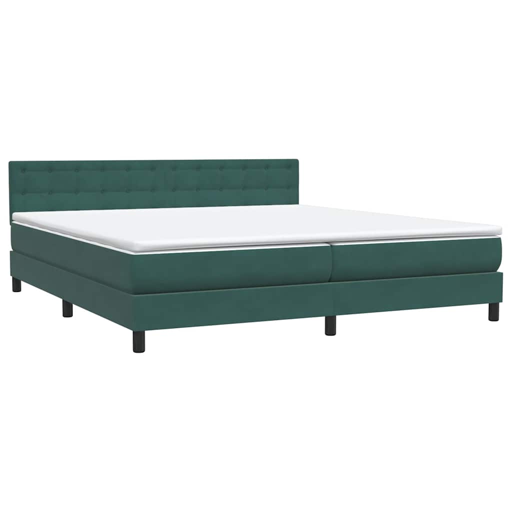 Box Spring Postel S Matrací A Led Tmavě Zelená 180X220 Cm Samet