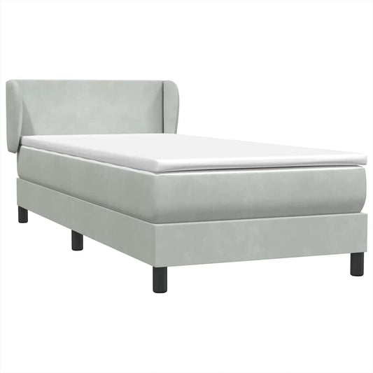 Box Spring Postel S Matrací Samet Světle Šedá