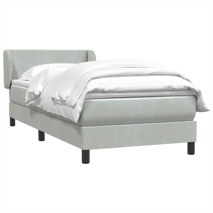 Box Spring Postel S Matrací Samet Světle Šedá