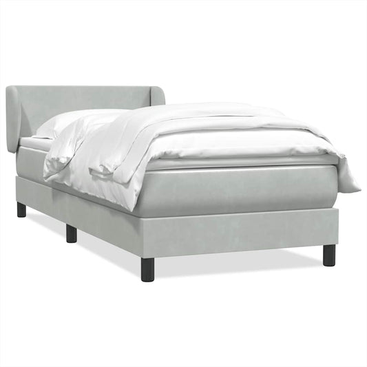 Box Spring Postel S Matrací Samet Světle Šedá