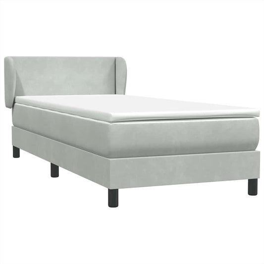 Box Spring Postel S Matrací Samet Světle Šedá