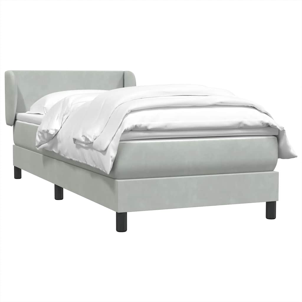 Box Spring Postel S Matrací Samet Světle Šedá