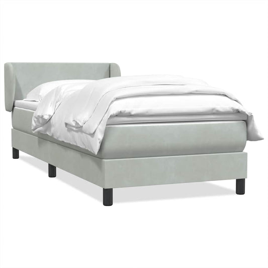 Box Spring Postel S Matrací Samet Světle Šedá
