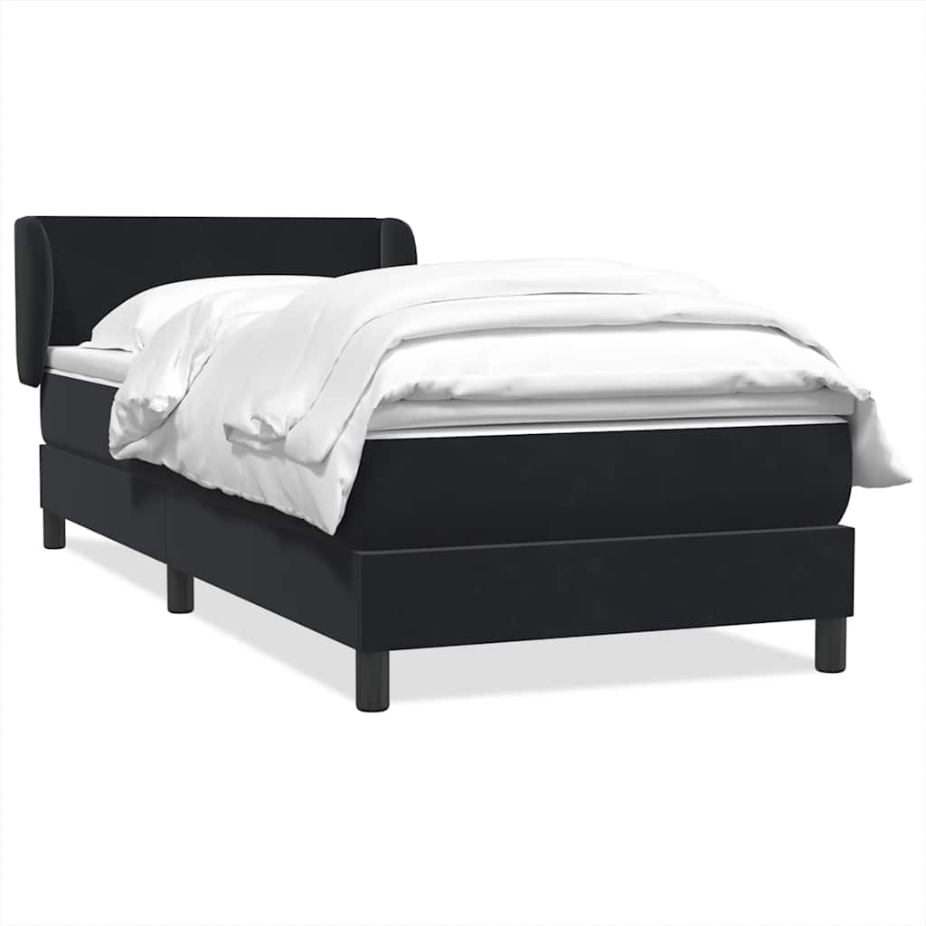 Box Spring Postel S Matrací Černý Samet Černá