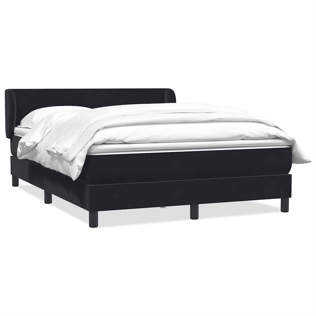 Box Spring Postel S Matrací Černý Samet Černá