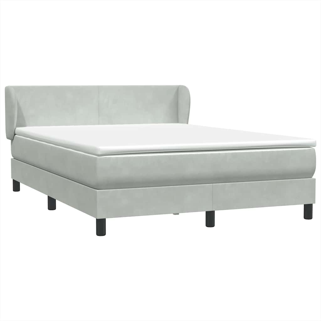 Box Spring Postel S Matrací Samet Světle Šedá