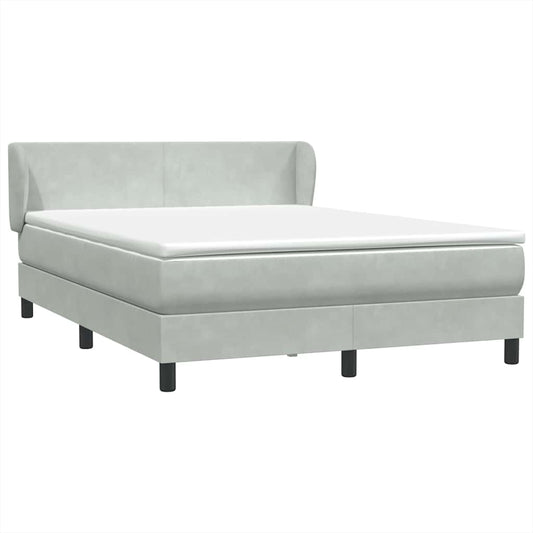 Box Spring Postel S Matrací Samet Světle Šedá