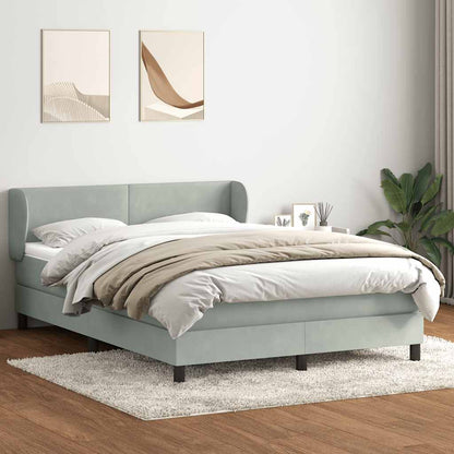 Box Spring Postel S Matrací Samet Světle Šedá