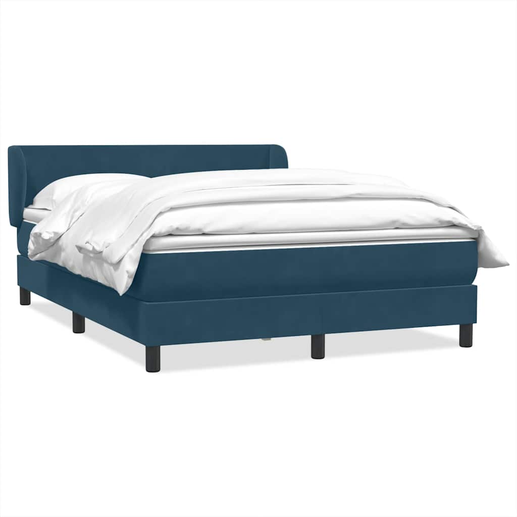 Box Spring Postel S Matrací Tmavě Modrá Samet Tmavě Moddrá