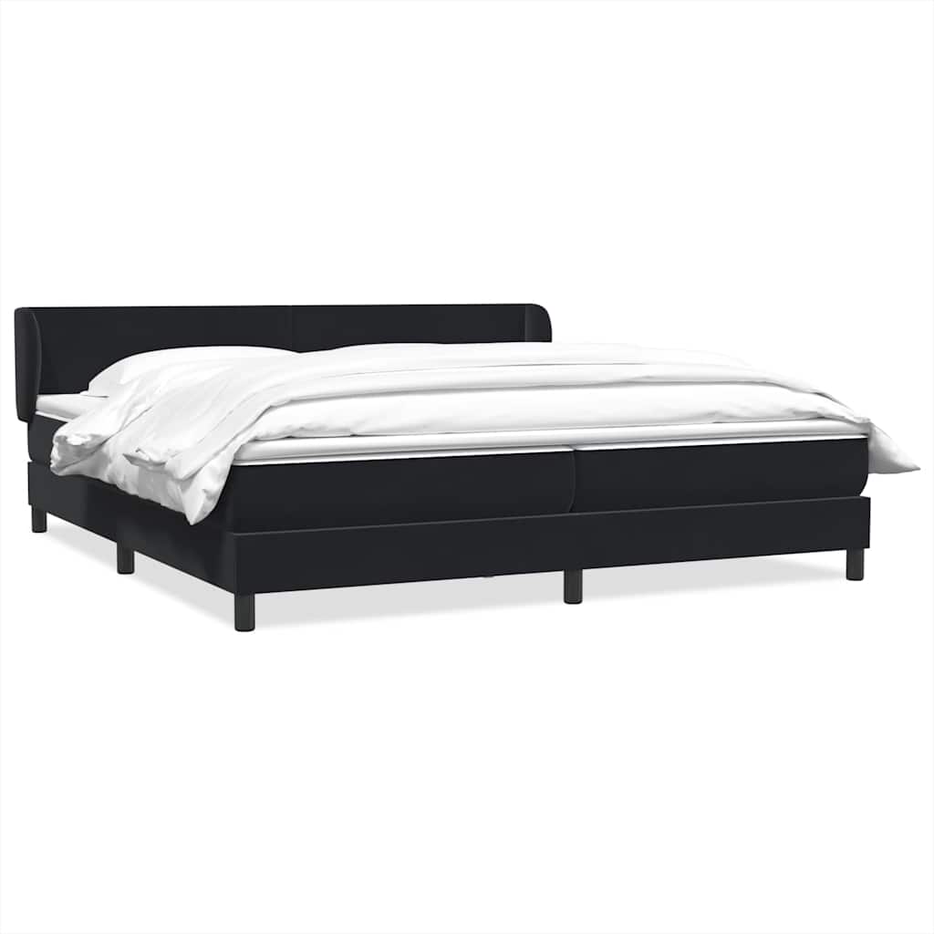 Box Spring Postel S Matrací Černý Samet Černá