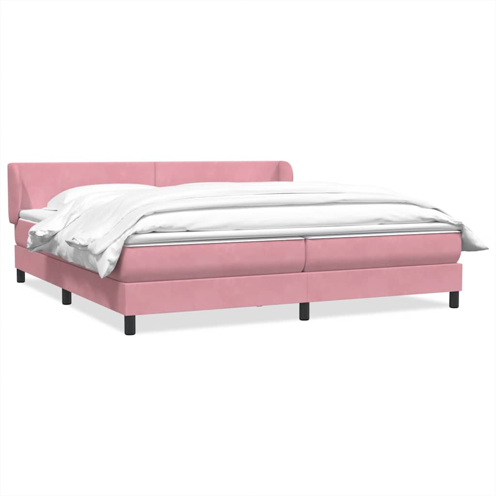 Box Spring Postel S Matrací Růžový Samet Růžová