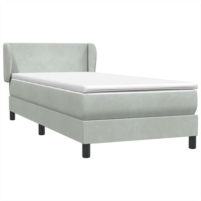 Box Spring Postel S Matrací Samet Světle Šedá