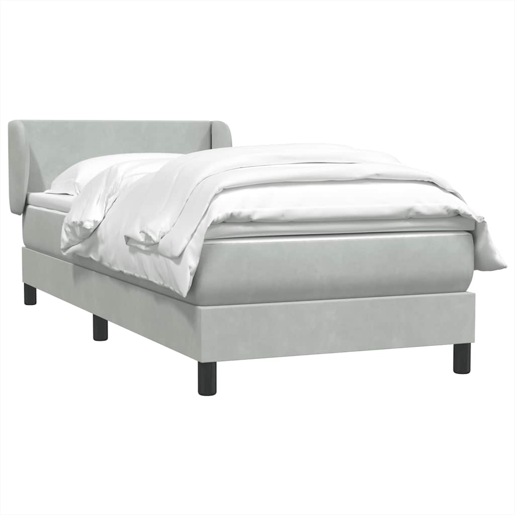 Box Spring Postel S Matrací Samet Světle Šedá