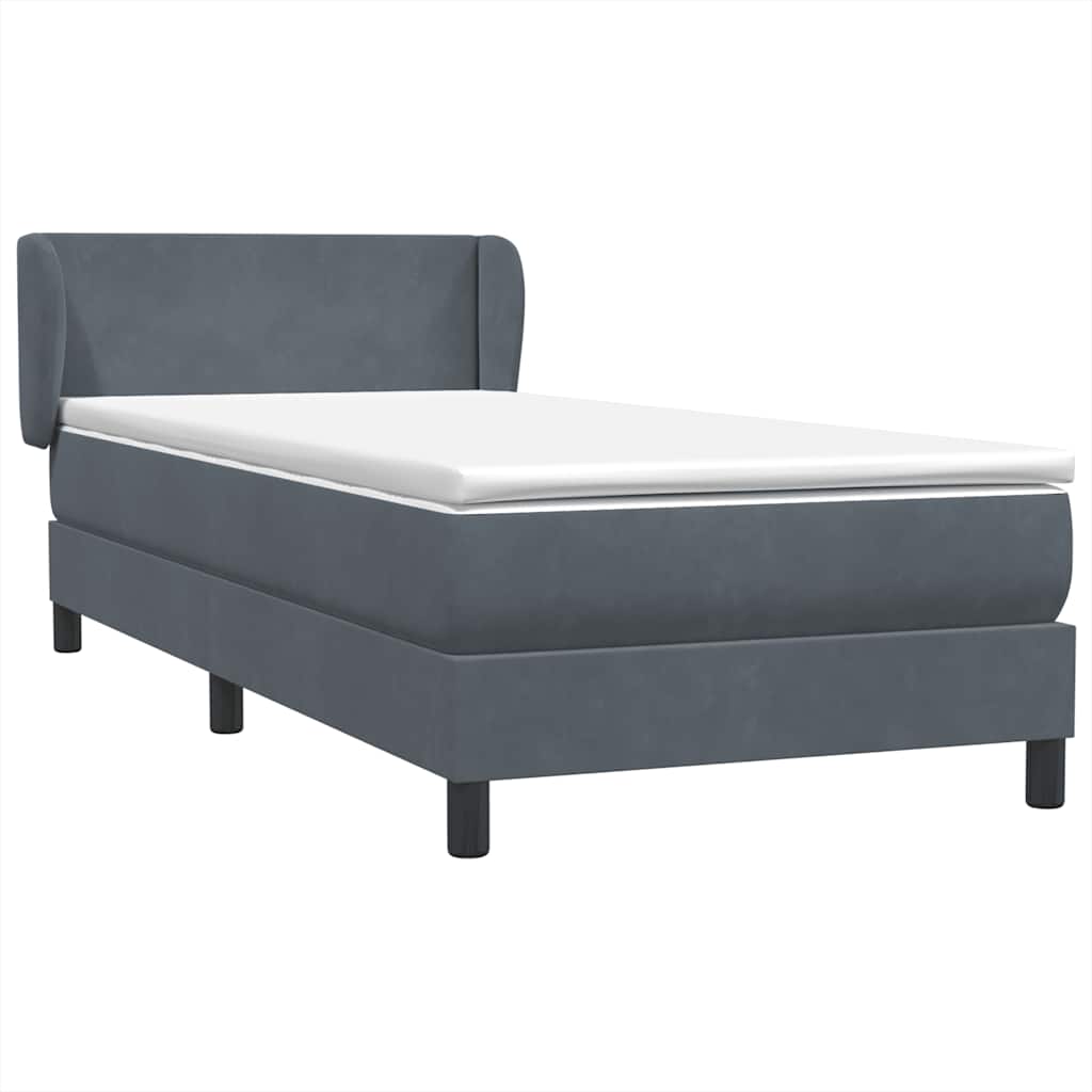 Box Spring Postel S Matrací Samet Tmavě Šedá