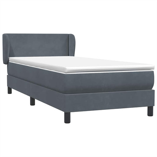 Box Spring Postel S Matrací Samet Tmavě Šedá