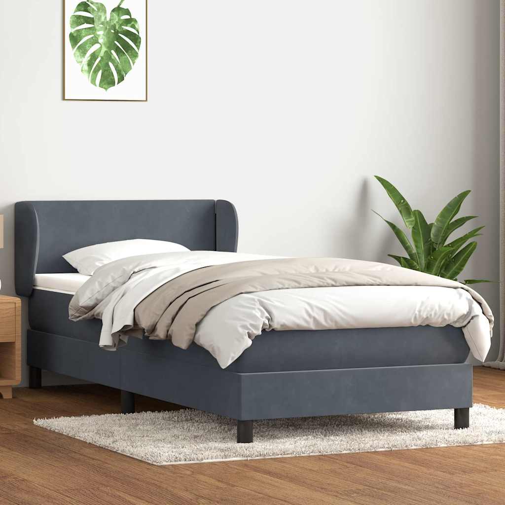 Box Spring Postel S Matrací Samet Tmavě Šedá