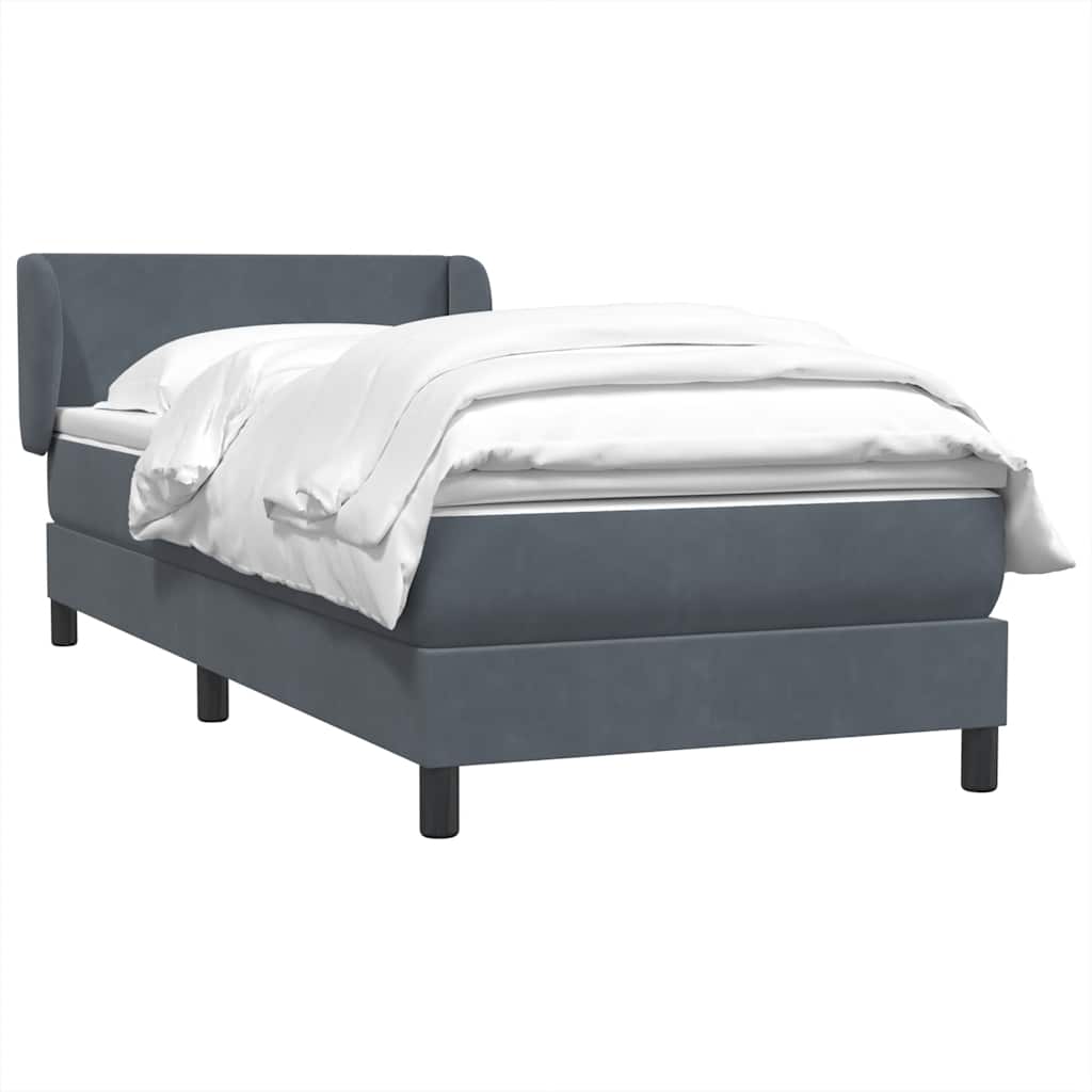 Box Spring Postel S Matrací Samet Tmavě Šedá