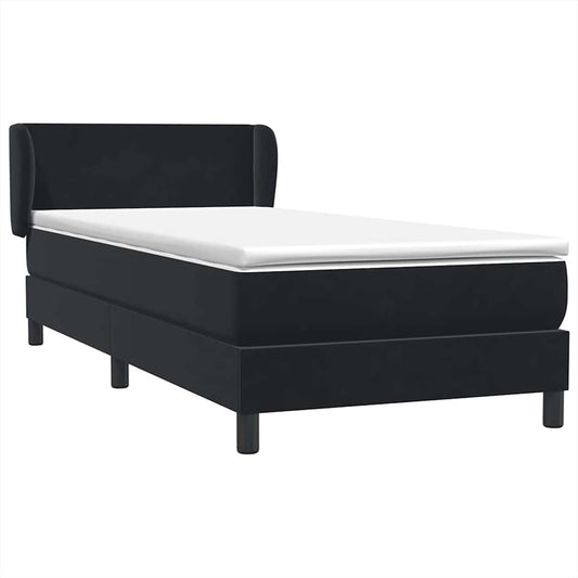 Box Spring Postel S Matrací Černý Samet Černá
