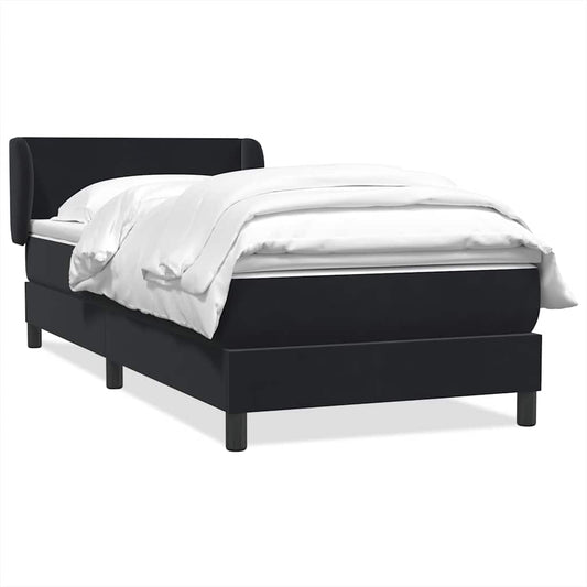 Box Spring Postel S Matrací Černý Samet Černá