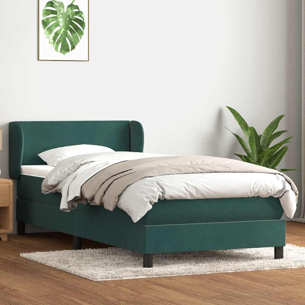 Box Spring Postel S Matrací Samet Tmavě Zelená