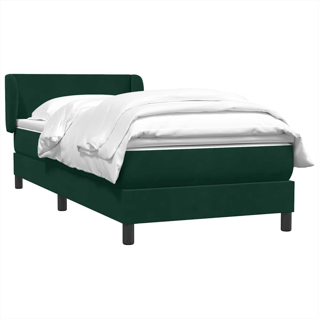 Box Spring Postel S Matrací Samet Tmavě Zelená