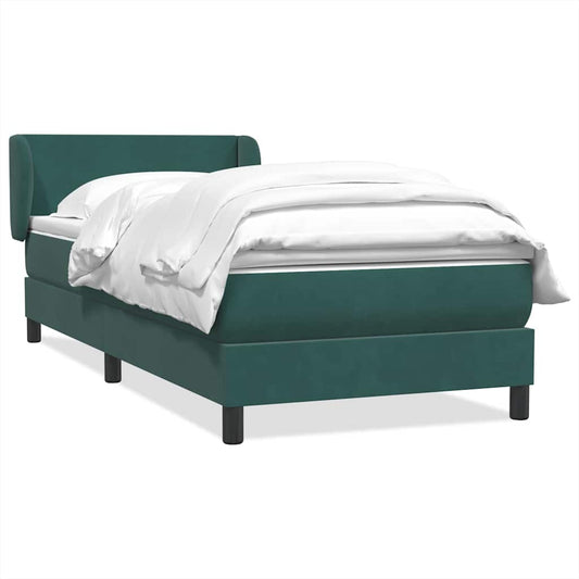 Box Spring Postel S Matrací Samet Tmavě Zelená