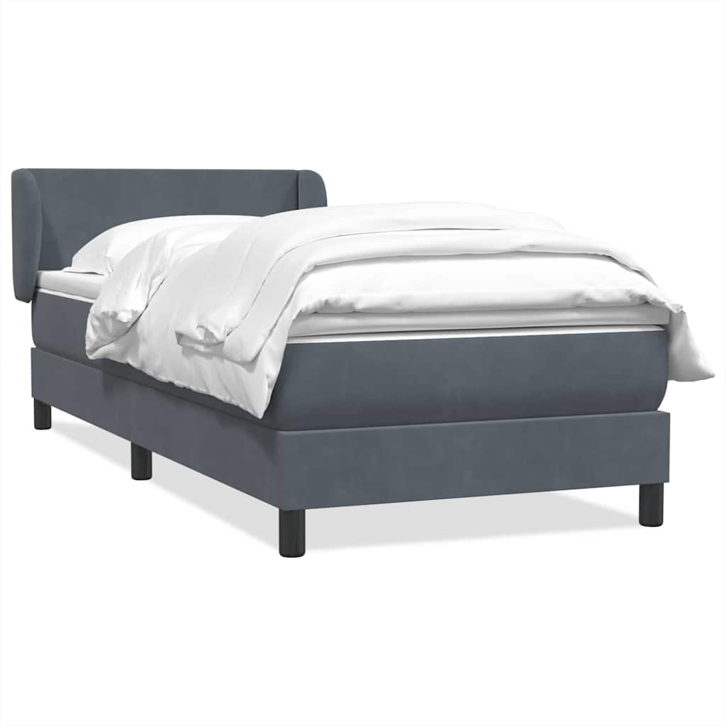Box Spring Postel S Matrací Samet Tmavě Šedá