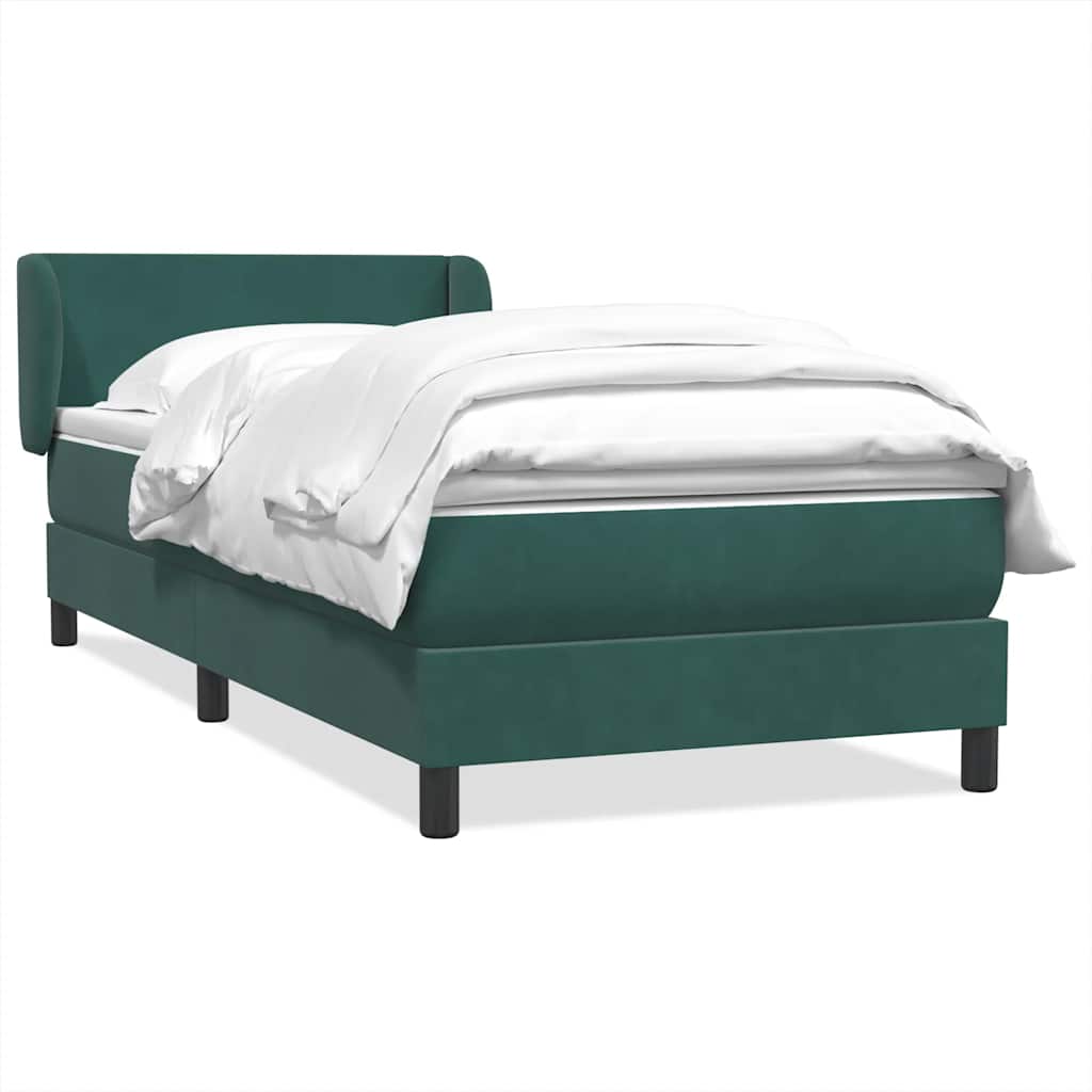 Box Spring Postel S Matrací Samet Tmavě Zelená