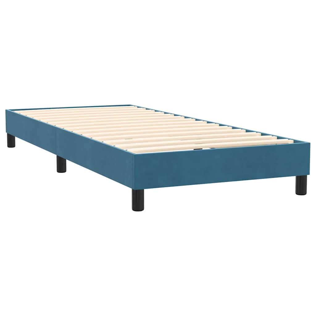 Box Spring Postel S Matrací Tmavě Modrá Samet Tmavě Moddrá