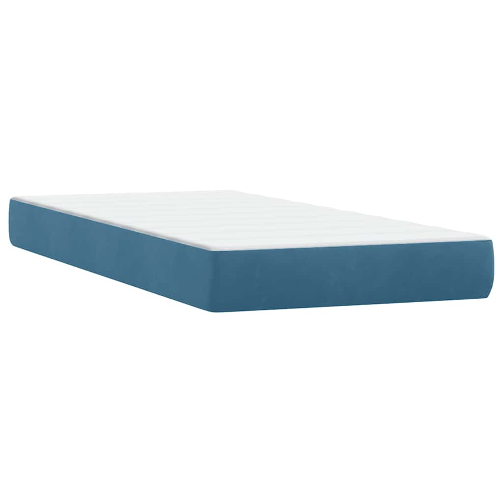 Box Spring Postel S Matrací Tmavě Modrá Samet Tmavě Moddrá