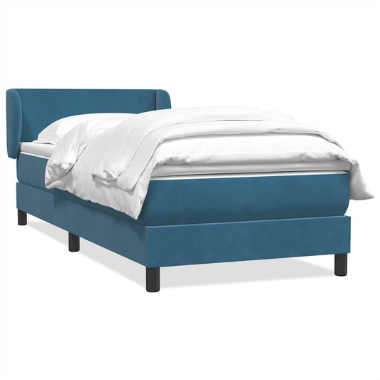 Box Spring Postel S Matrací Tmavě Modrá Samet Tmavě Moddrá