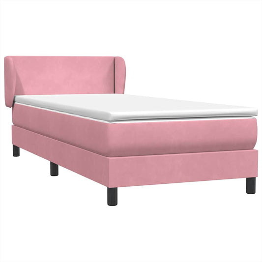 Box Spring Postel S Matrací Růžový Samet Růžová