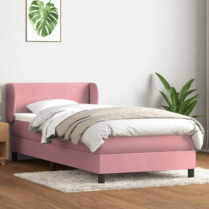Box Spring Postel S Matrací Růžový Samet Růžová